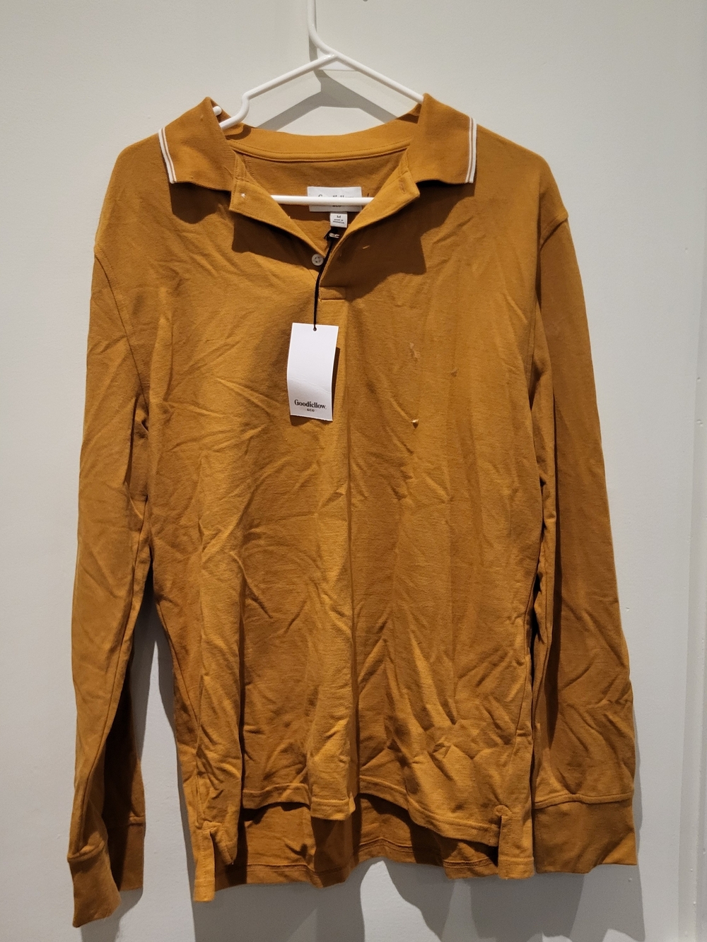 Goodfellow & Co Men's V-Neck Polo Sweater in Mustard Yellow